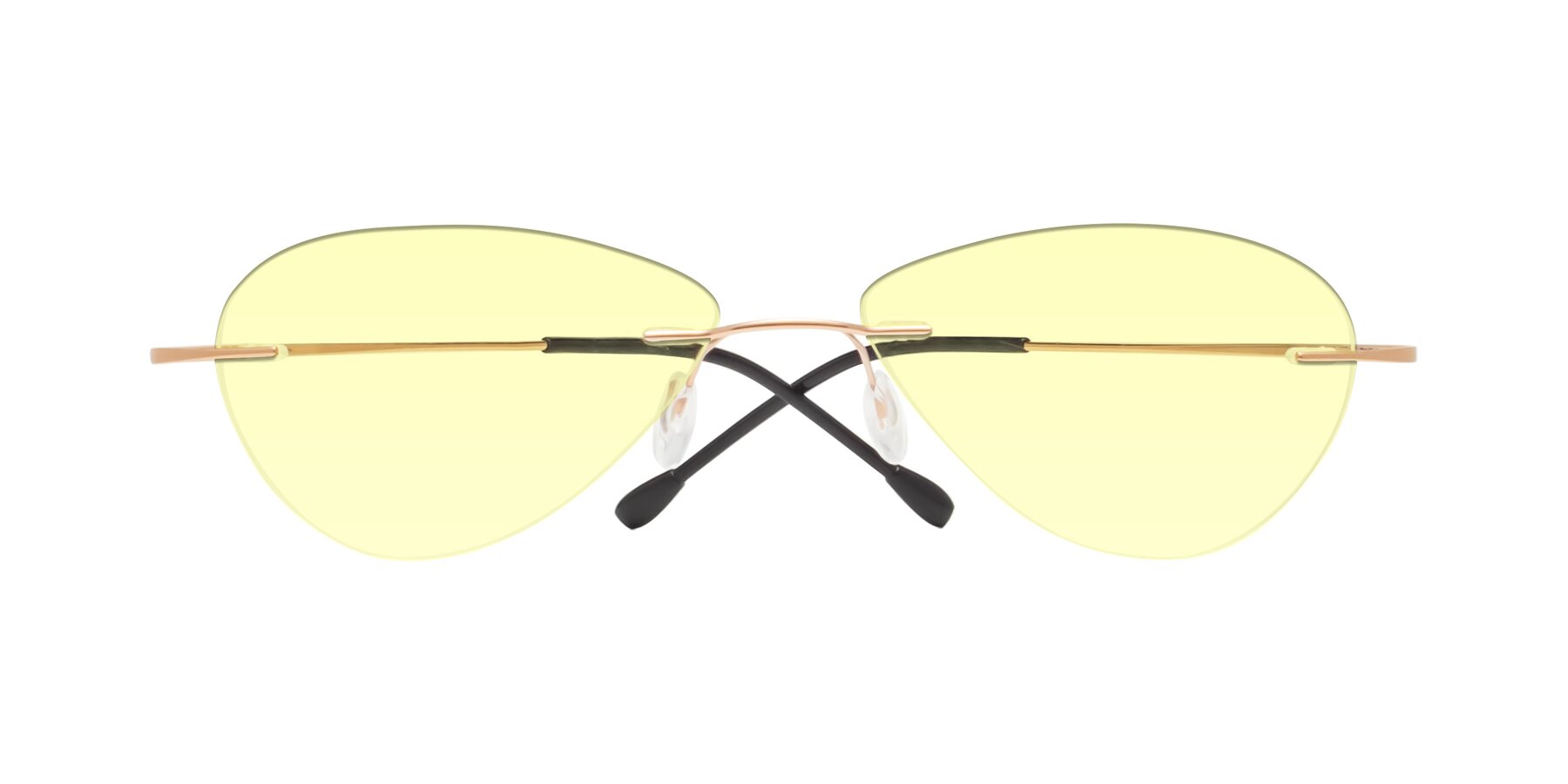 Folded Front of Thea in Rose Gold with Light Yellow Tinted Lenses