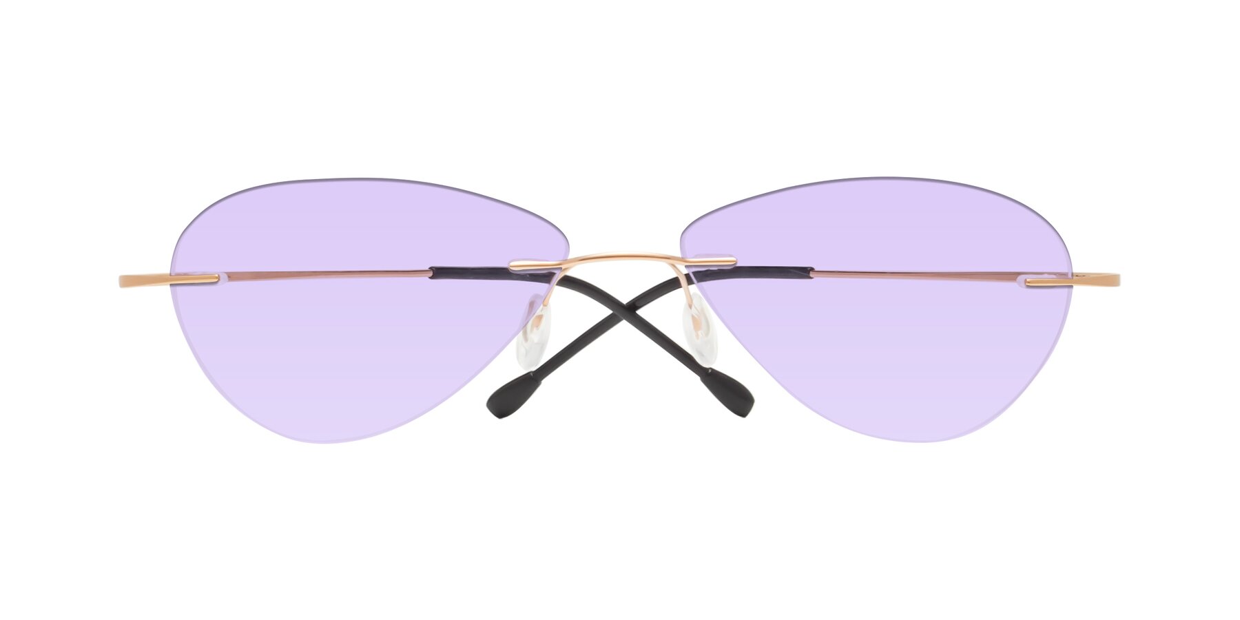 Folded Front of Thea in Rose Gold with Light Purple Tinted Lenses
