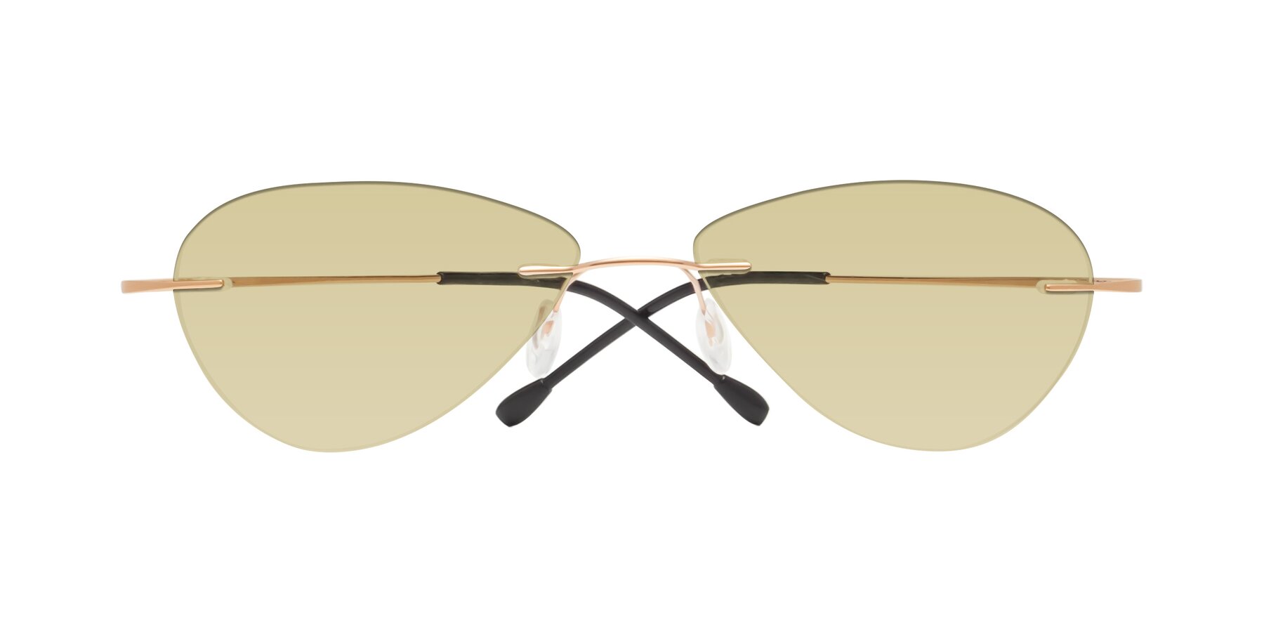 Folded Front of Thea in Rose Gold with Light Champagne Tinted Lenses