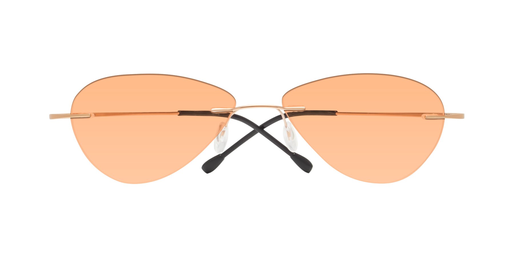 Folded Front of Thea in Rose Gold with Light Orange Tinted Lenses