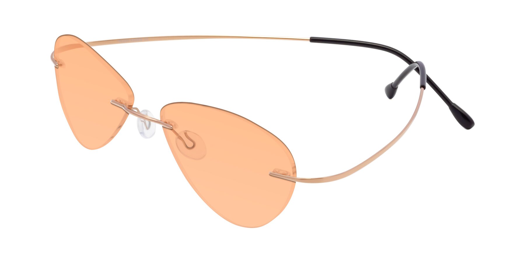 Angle of Thea in Rose Gold with Light Orange Tinted Lenses