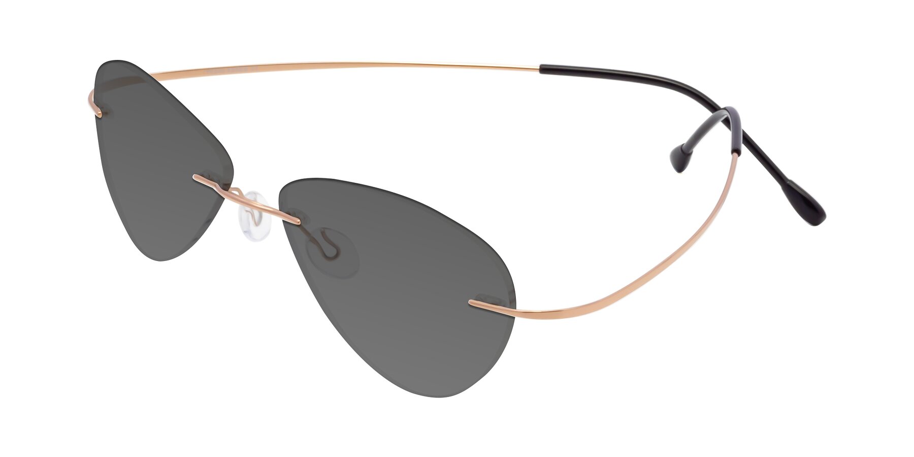 Angle of Thea in Rose Gold with Medium Gray Tinted Lenses