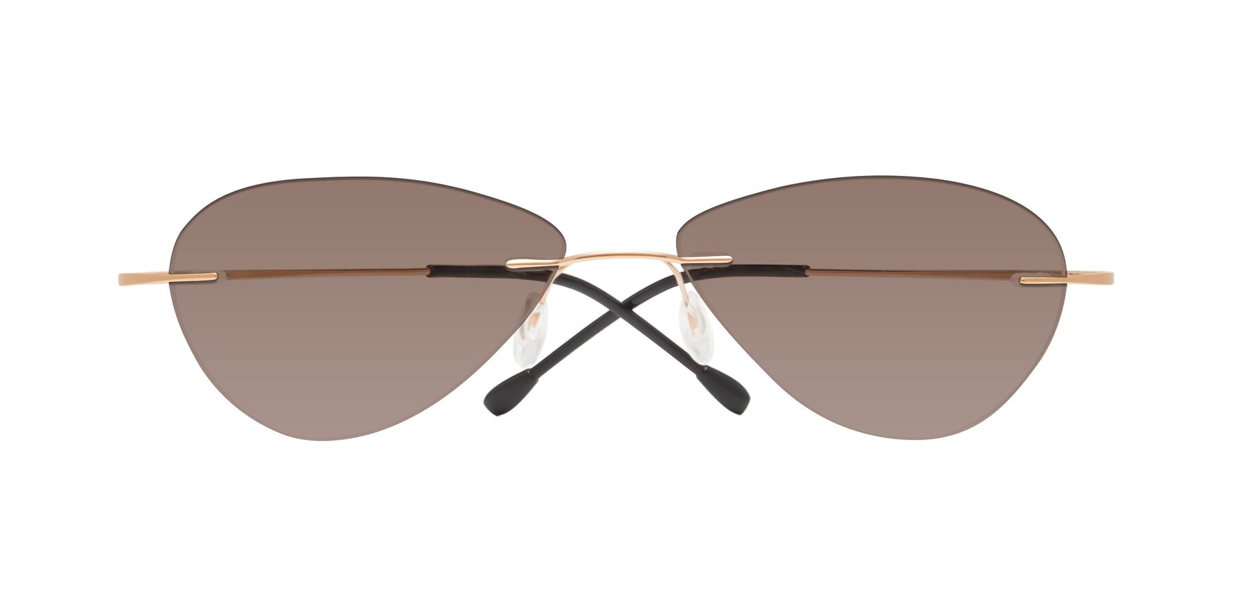 Folded Front of Thea in Rose Gold with Medium Brown Tinted Lenses