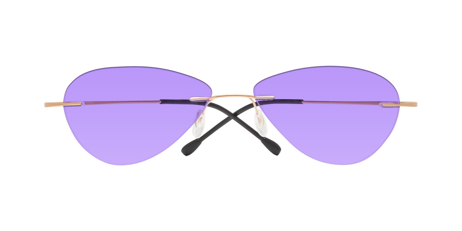 Folded Front of Thea in Rose Gold with Medium Purple Tinted Lenses