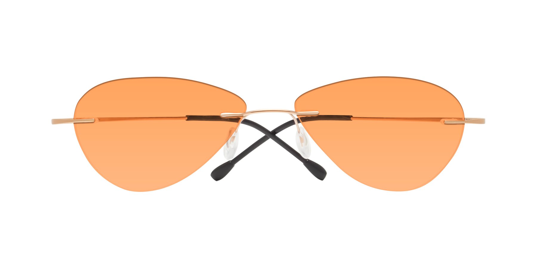 Folded Front of Thea in Rose Gold with Medium Orange Tinted Lenses