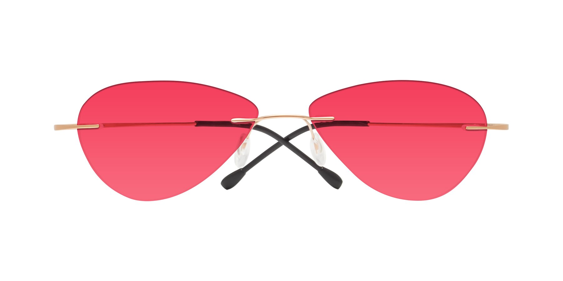 Folded Front of Thea in Rose Gold with Red Tinted Lenses