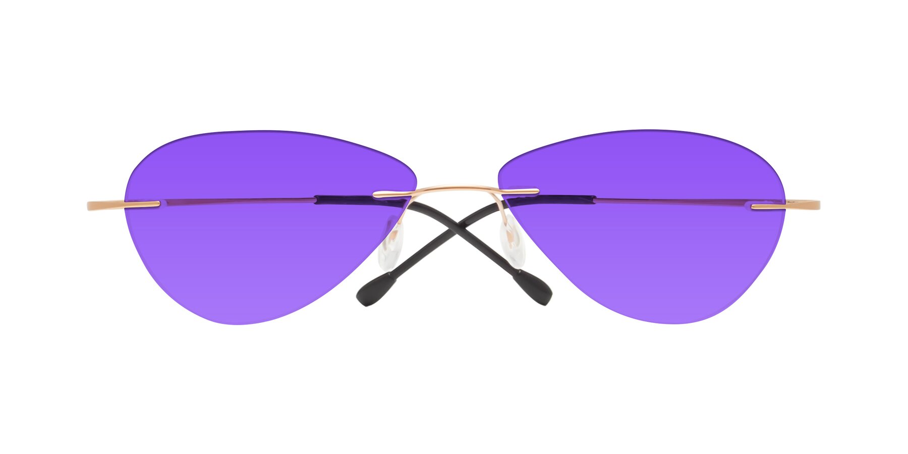Folded Front of Thea in Rose Gold with Purple Tinted Lenses