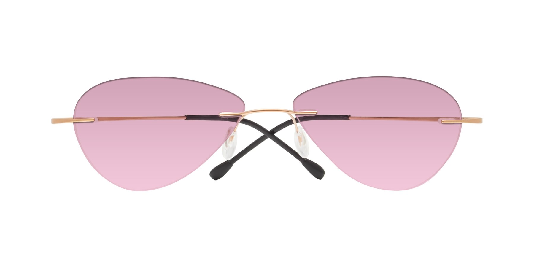 Folded Front of Thea in Rose Gold with Light Wine Tinted Lenses