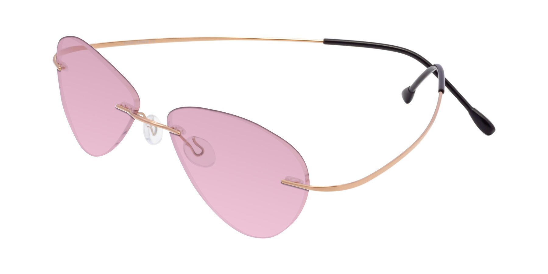 Angle of Thea in Rose Gold with Light Wine Tinted Lenses