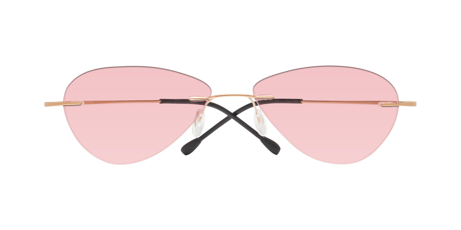 Folded Front of Thea in Rose Gold with Light Garnet Tinted Lenses