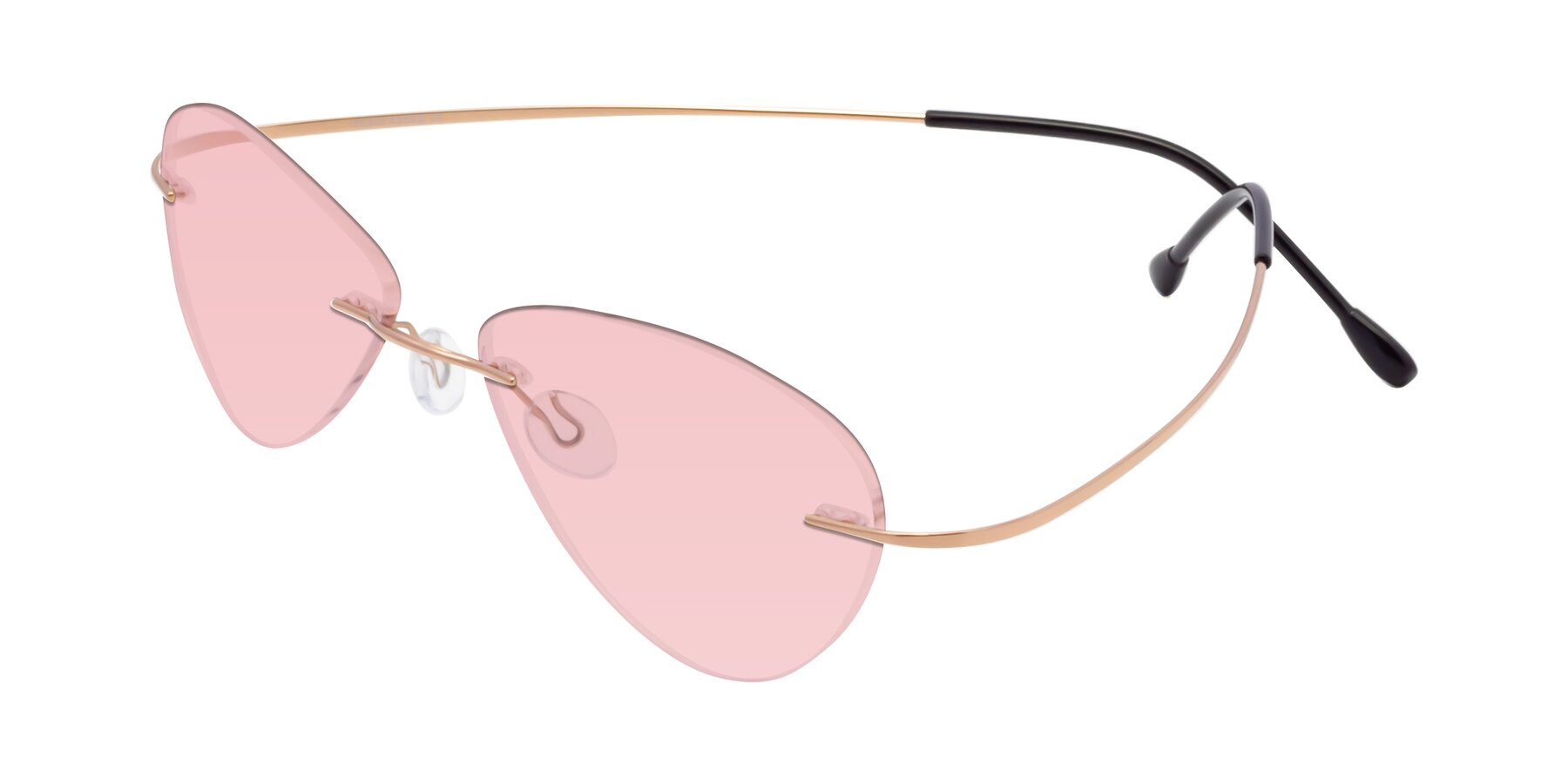 Angle of Thea in Rose Gold with Light Garnet Tinted Lenses