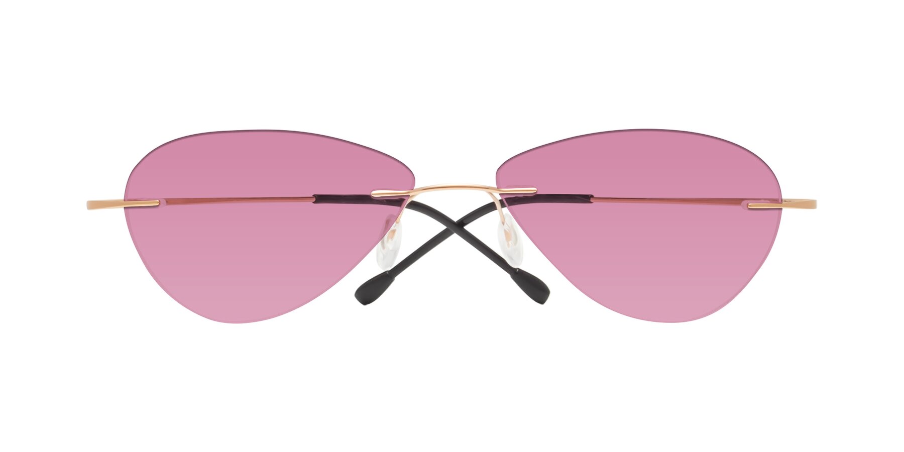 Folded Front of Thea in Rose Gold with Medium Wine Tinted Lenses