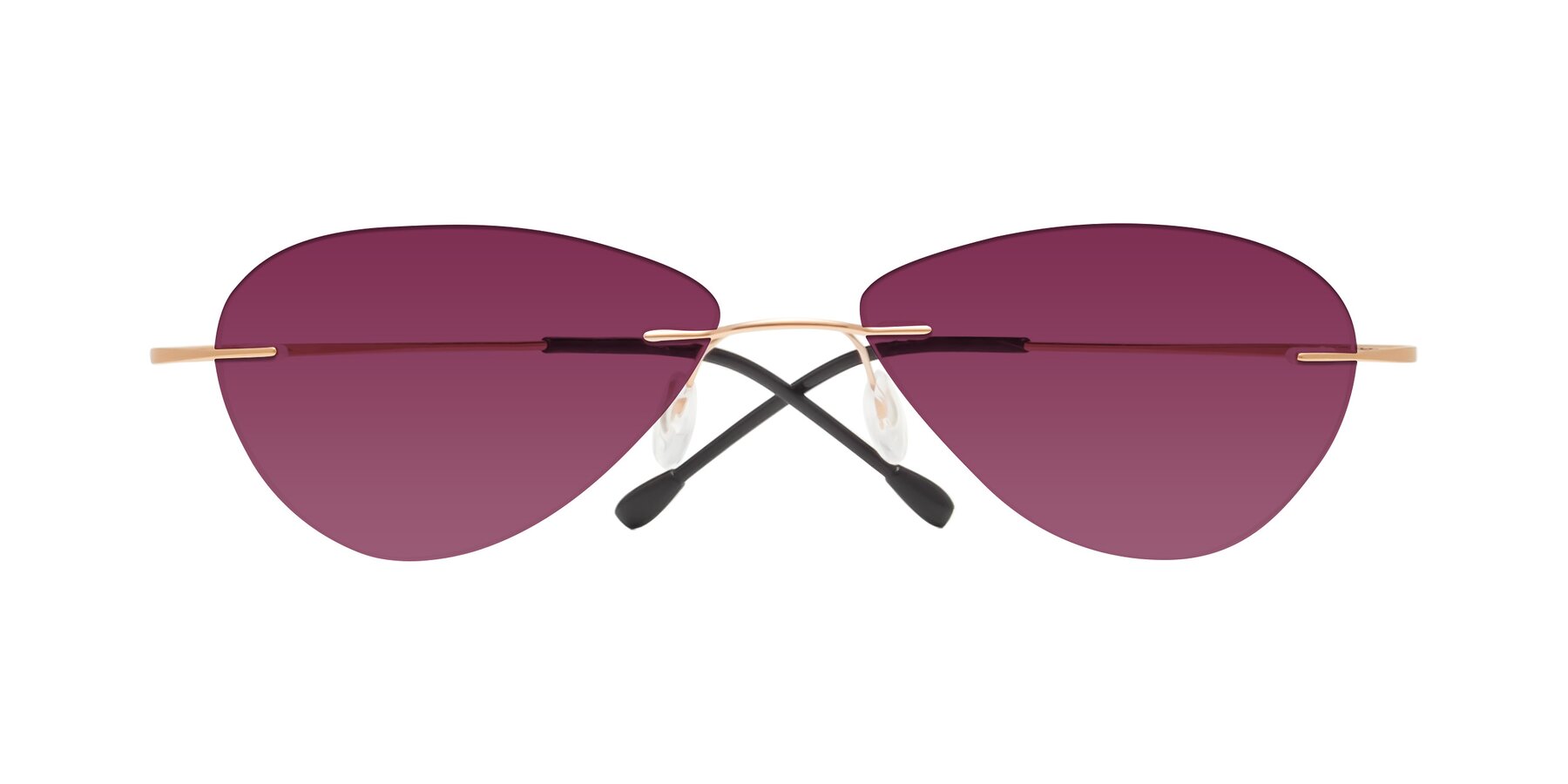 Folded Front of Thea in Rose Gold with Wine Tinted Lenses