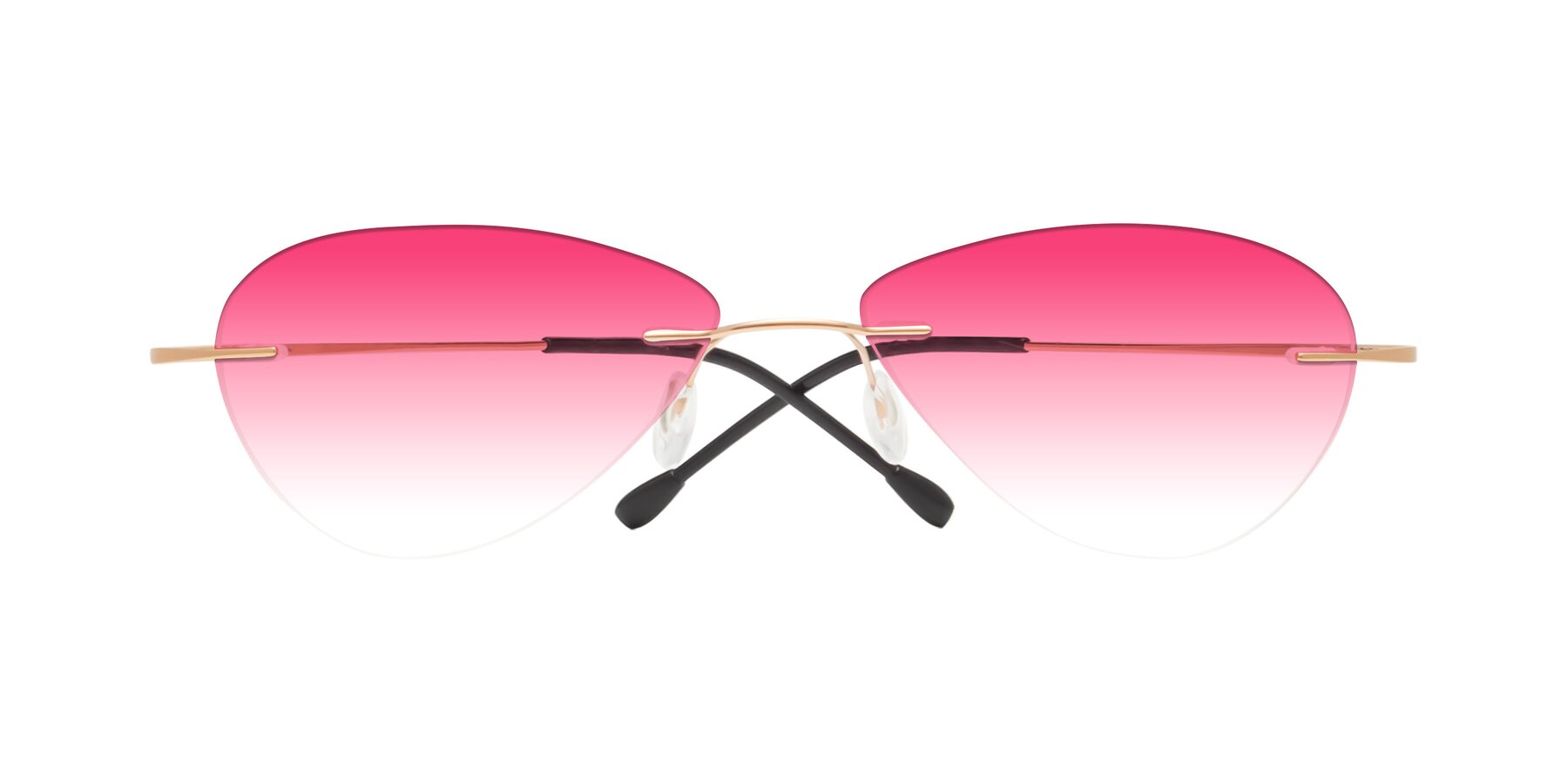 Folded Front of Thea in Rose Gold with Pink Gradient Lenses