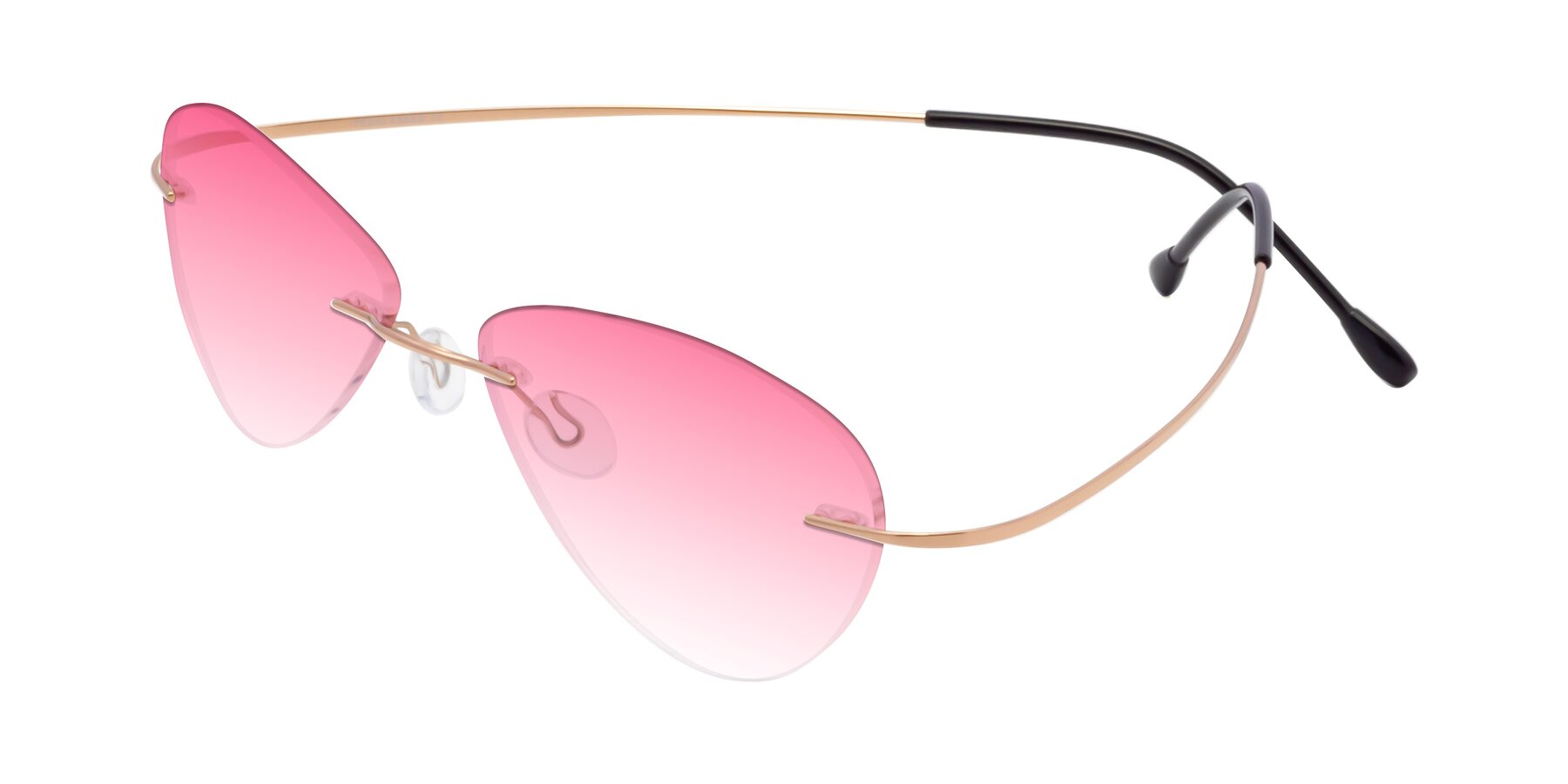 Angle of Thea in Rose Gold with Pink Gradient Lenses