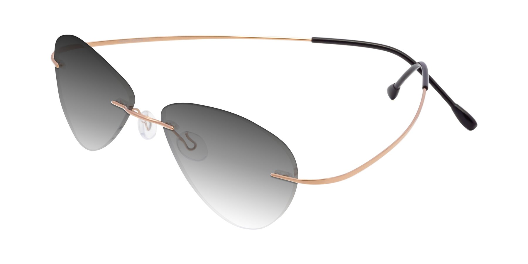 Angle of Thea in Rose Gold with Gray Gradient Lenses