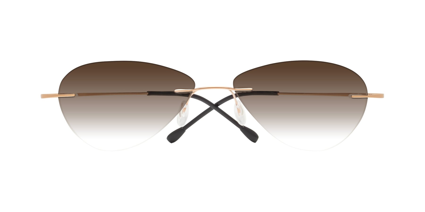 Folded Front of Thea in Rose Gold with Brown Gradient Lenses