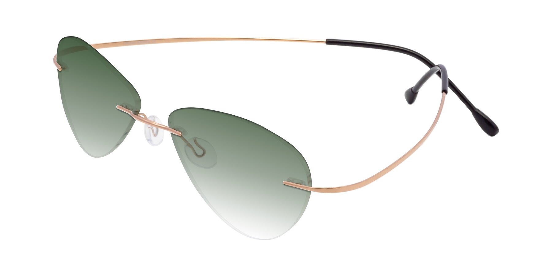 Angle of Thea in Rose Gold with Green Gradient Lenses