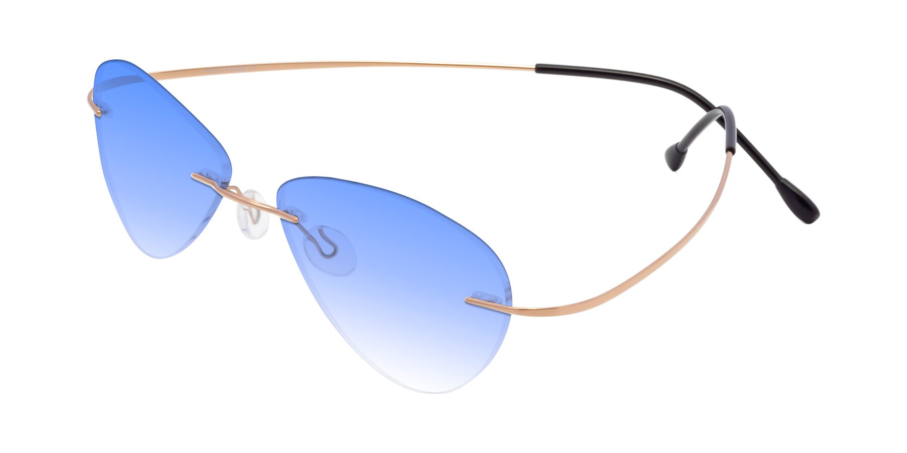 Angle of Thea in Rose Gold with Blue Gradient Lenses