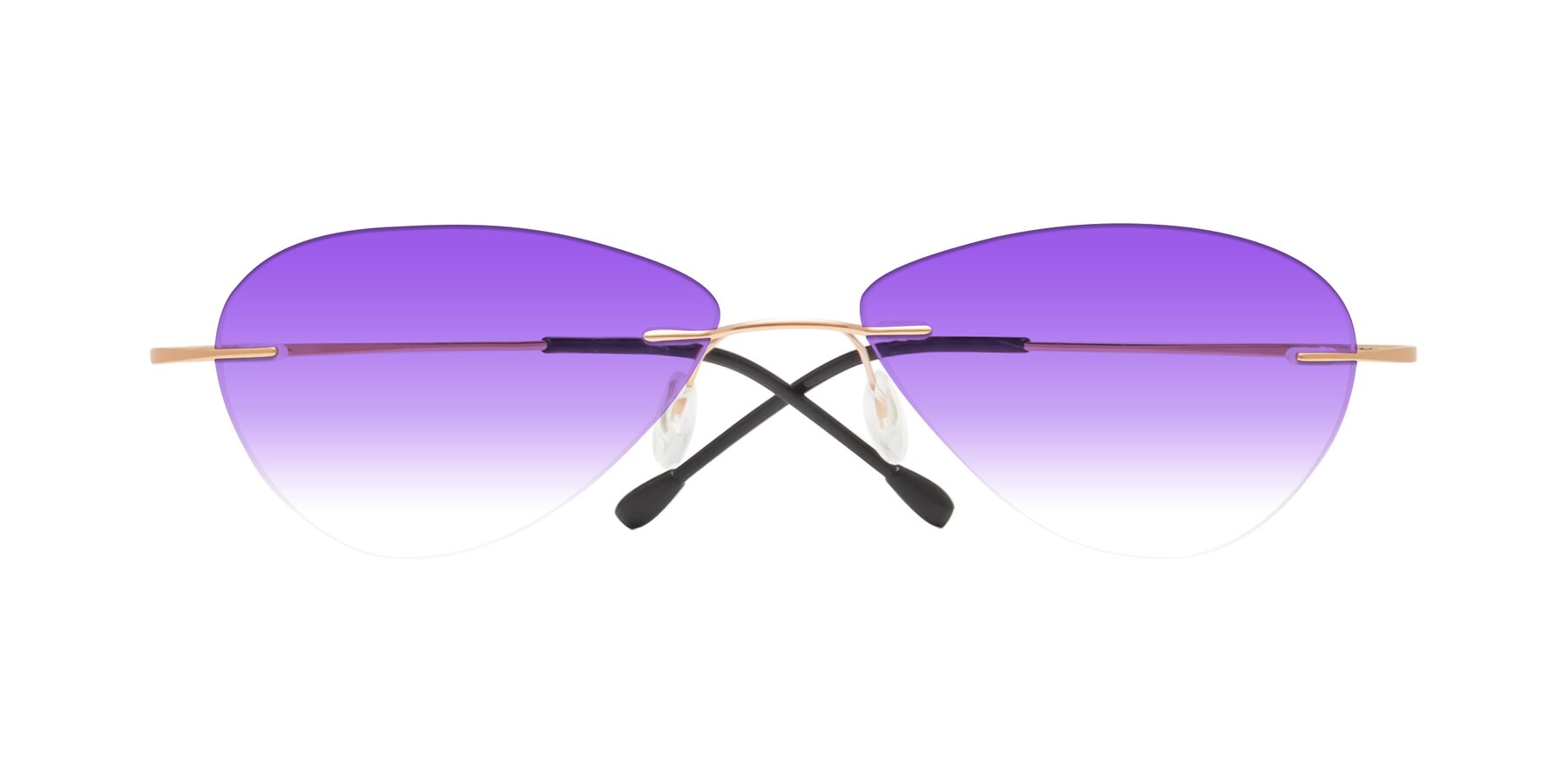 Folded Front of Thea in Rose Gold with Purple Gradient Lenses