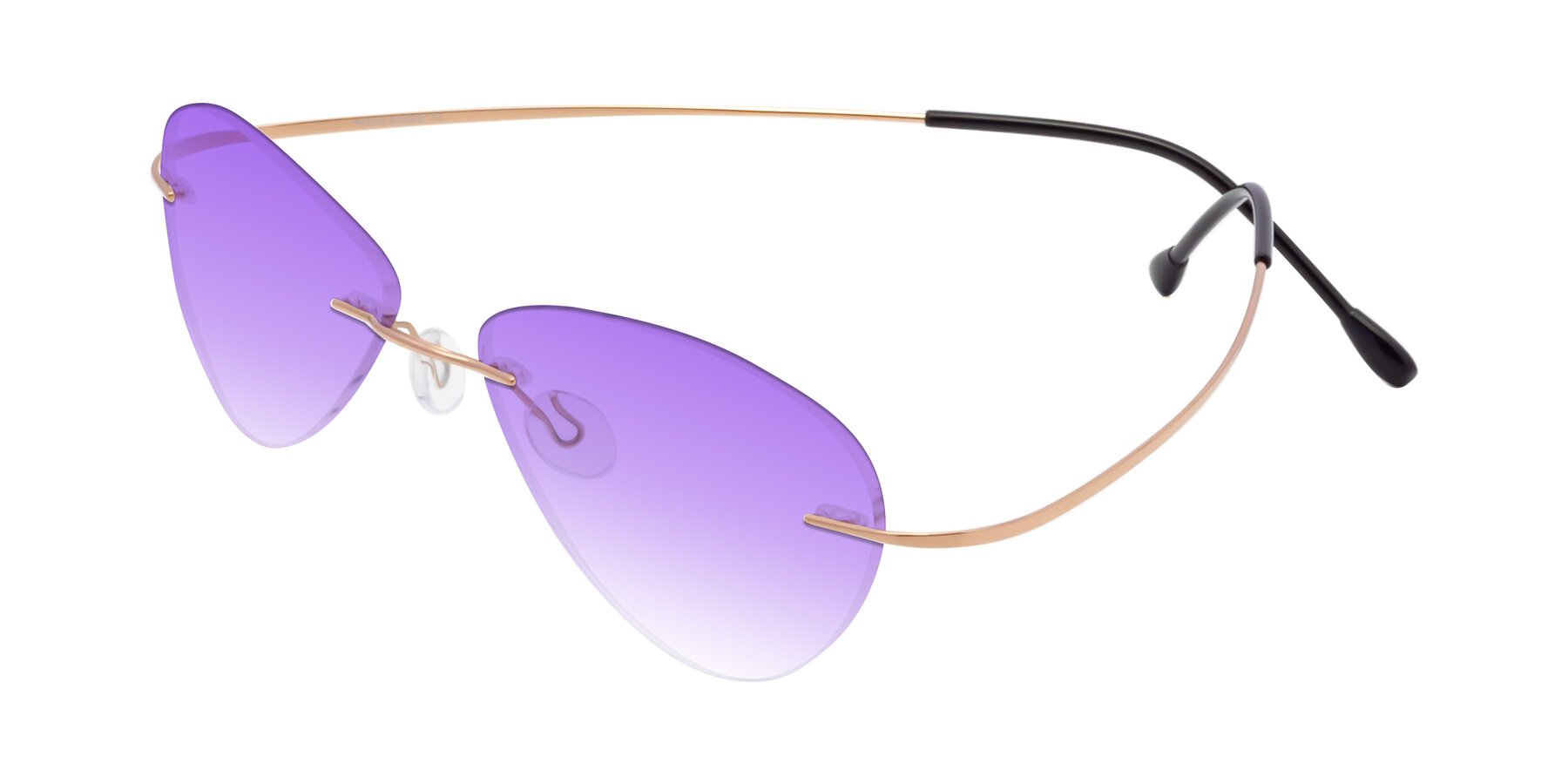 Angle of Thea in Rose Gold with Purple Gradient Lenses