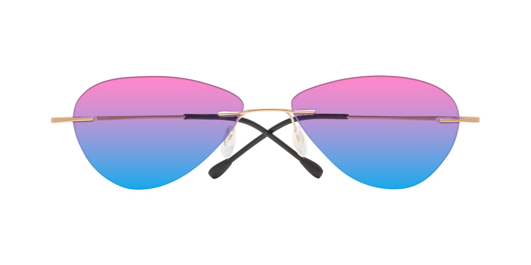 Folded Front of Thea in Rose Gold with Pink / Blue Gradient Lenses
