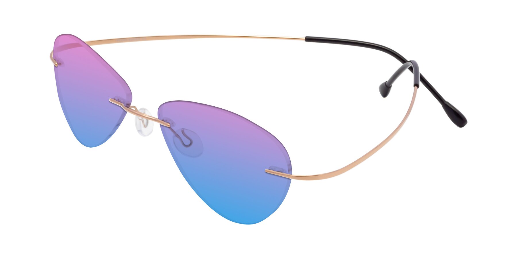Angle of Thea in Rose Gold with Pink / Blue Gradient Lenses