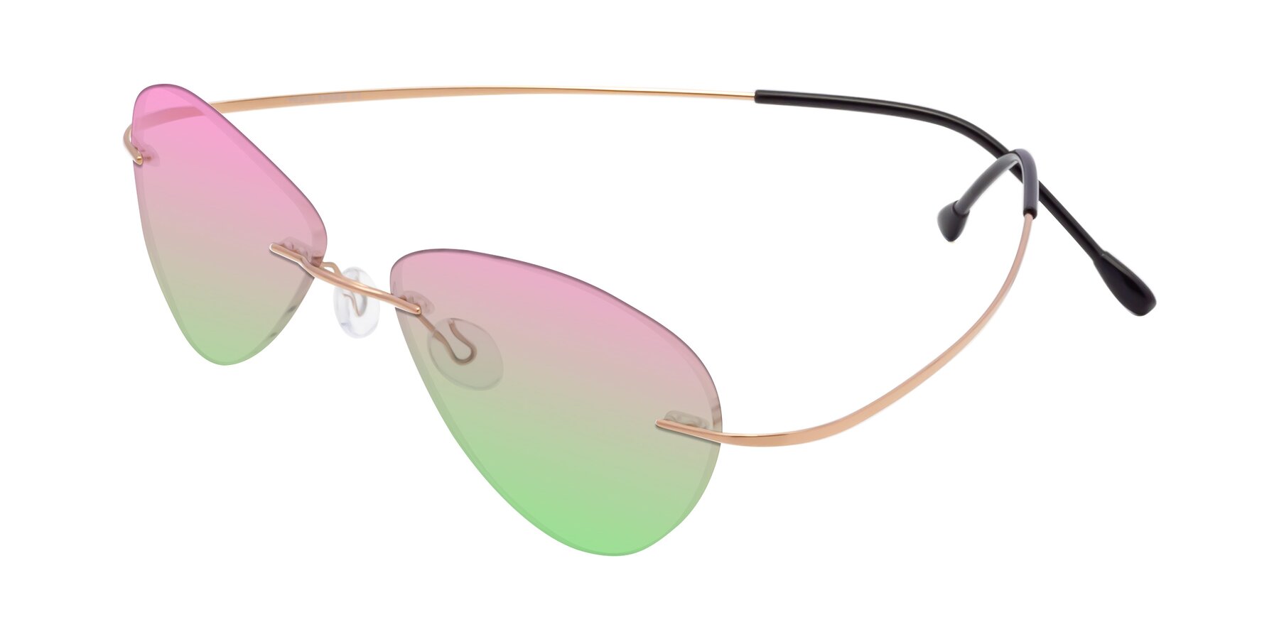 Angle of Thea in Rose Gold with Pink / Green Gradient Lenses