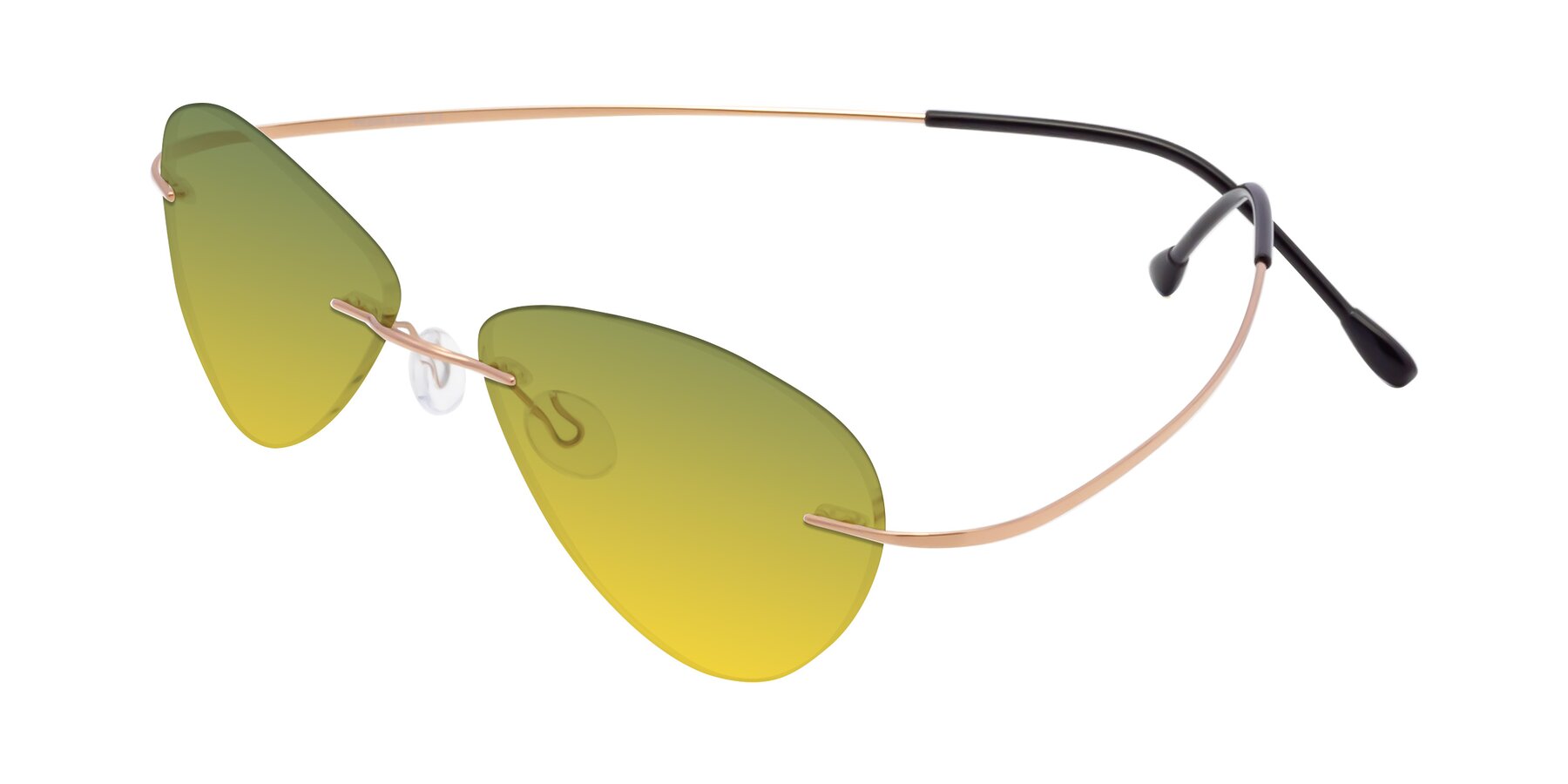 Angle of Thea in Rose Gold with Green / Yellow Gradient Lenses