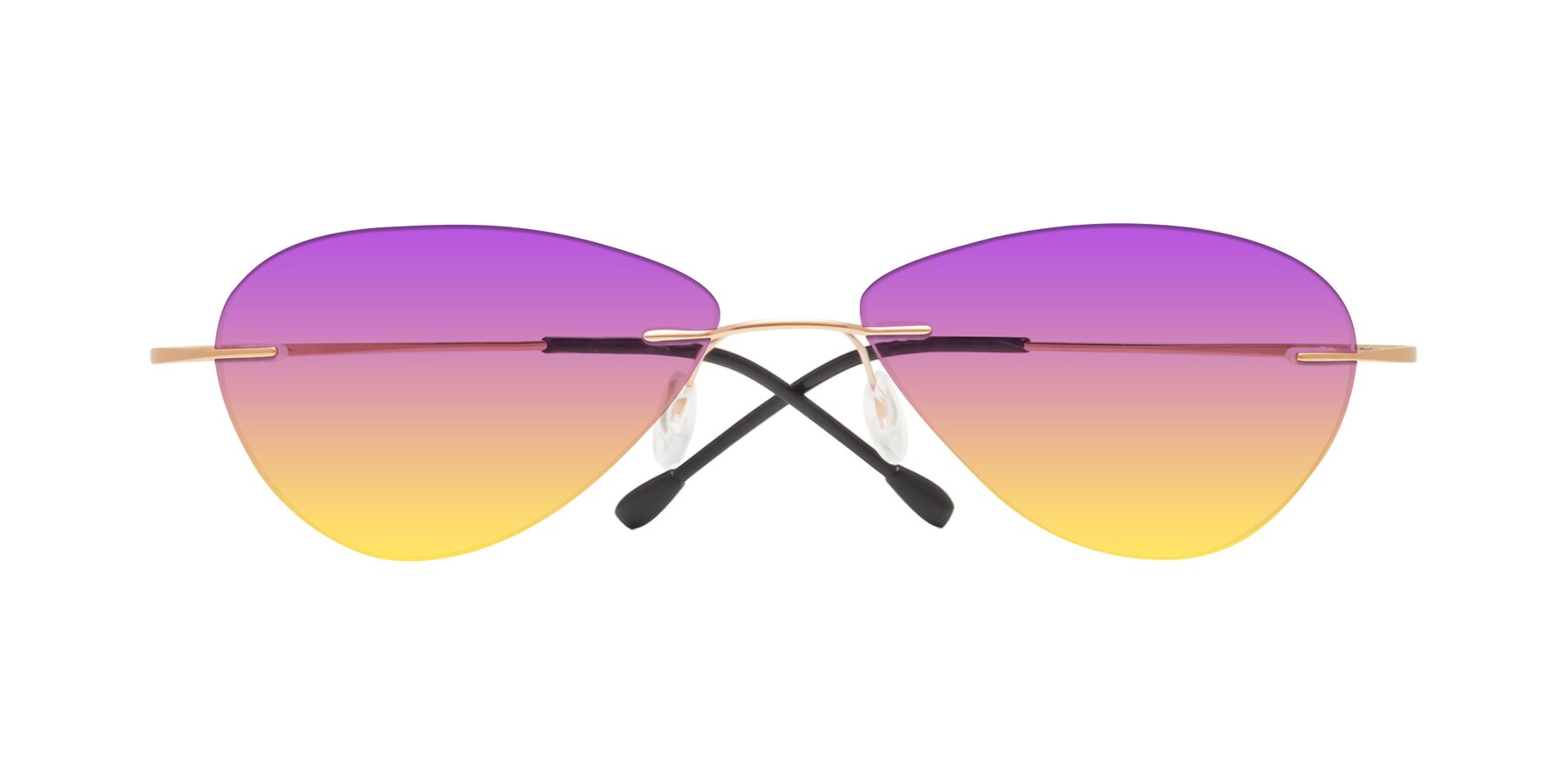 Folded Front of Thea in Rose Gold with Purple / Yellow Gradient Lenses
