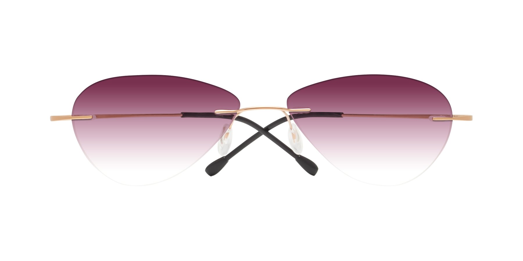 Folded Front of Thea in Rose Gold with Wine Gradient Lenses