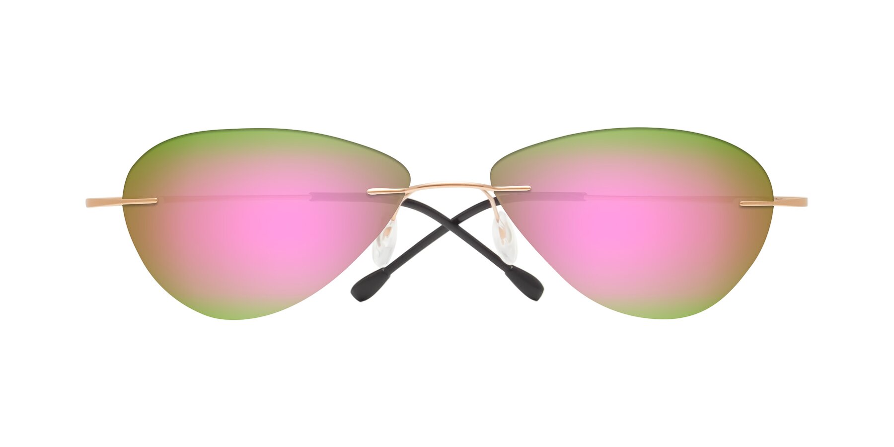 Folded Front of Thea in Rose Gold with Pink Mirrored Lenses