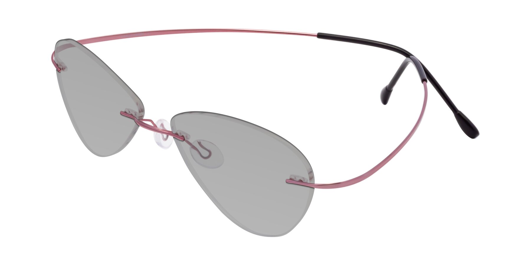 Angle of Thea in Light Pink with Light Gray Tinted Lenses