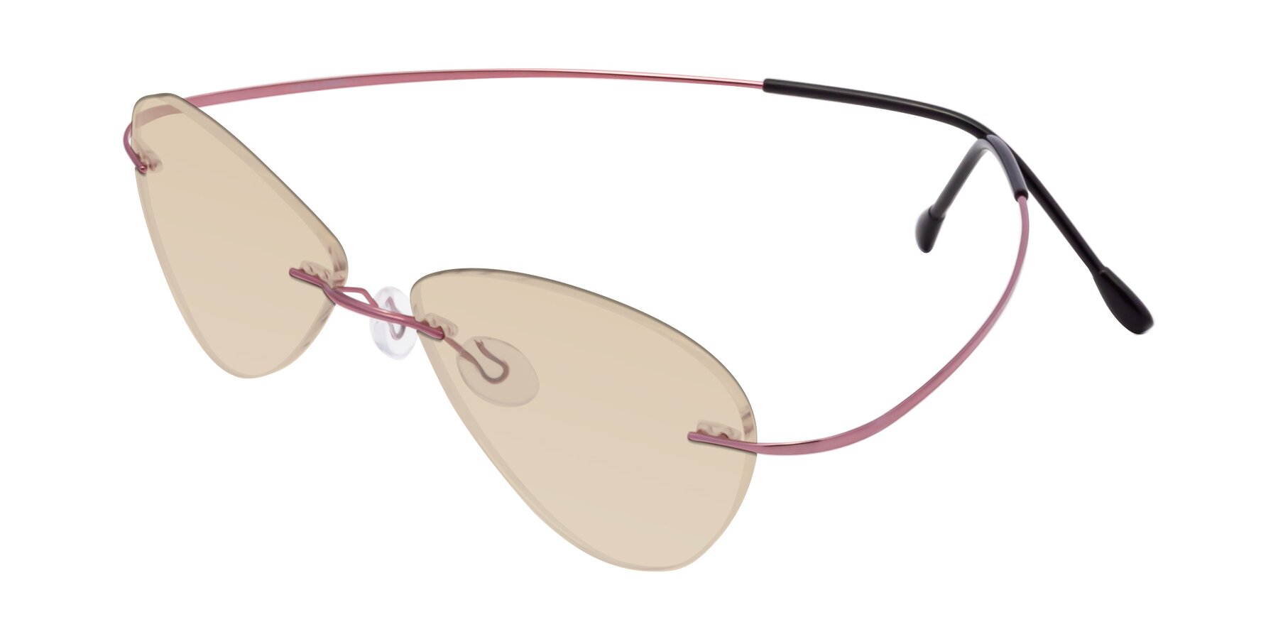 Angle of Thea in Light Pink with Light Brown Tinted Lenses