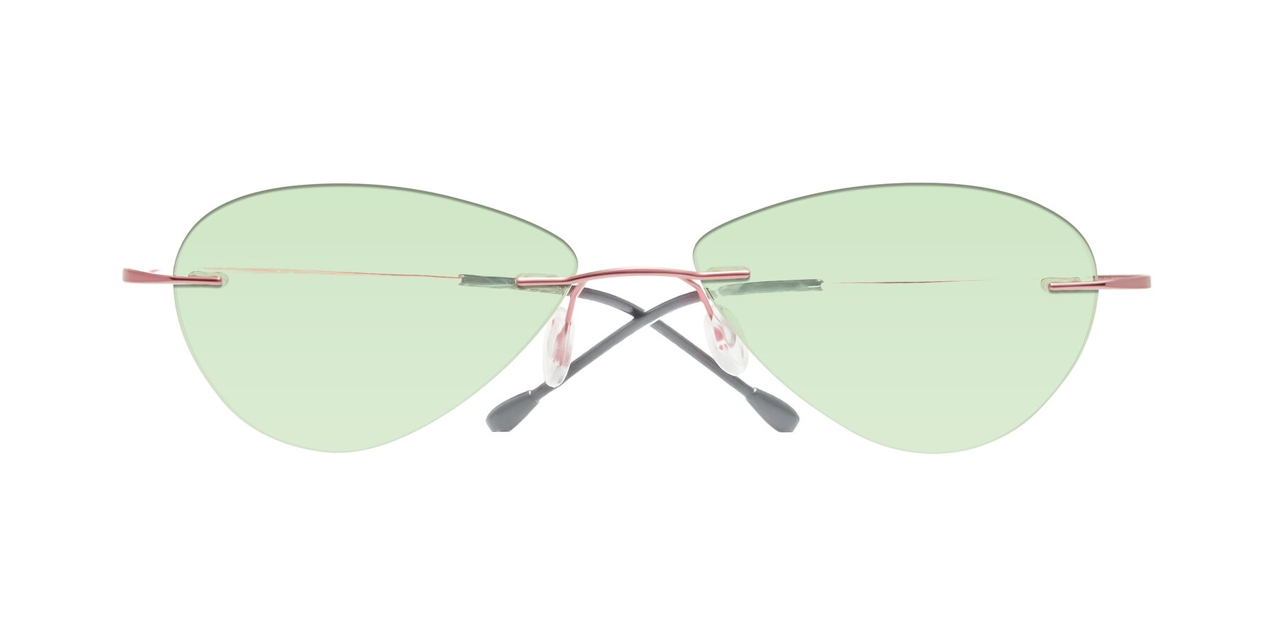 Folded Front of Thea in Light Pink with Light Green Tinted Lenses