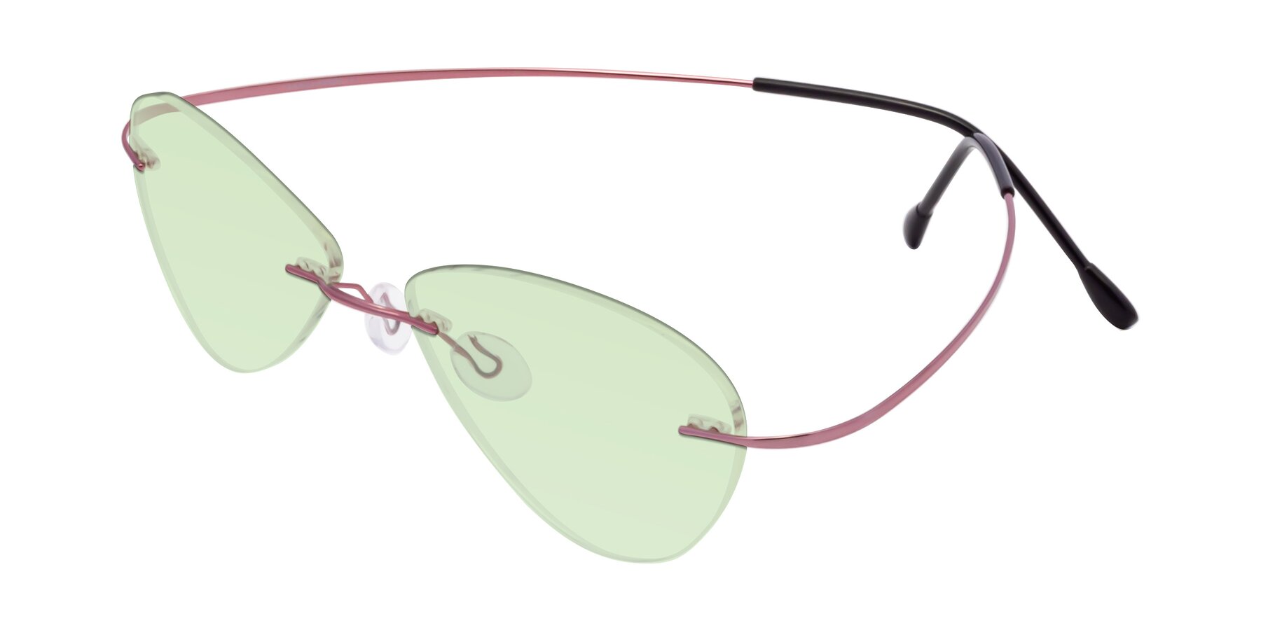 Angle of Thea in Light Pink with Light Green Tinted Lenses