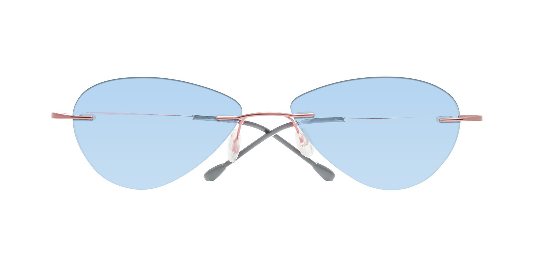 Folded Front of Thea in Light Pink with Light Blue Tinted Lenses