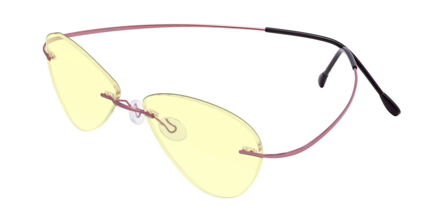 Angle of Thea in Light Pink with Light Yellow Tinted Lenses
