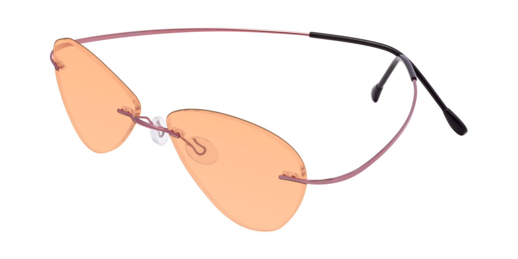 Angle of Thea in Light Pink with Light Orange Tinted Lenses