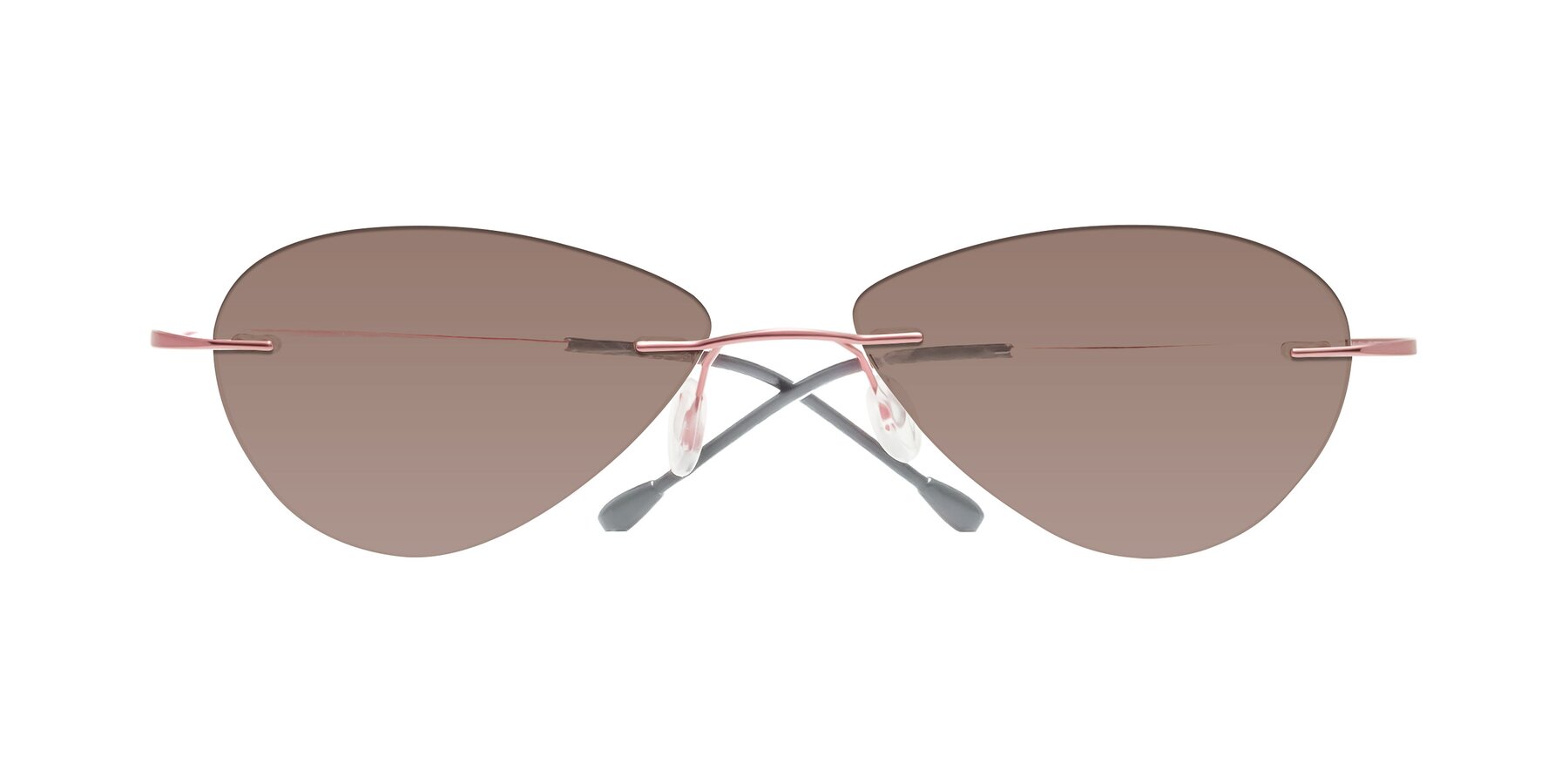 Folded Front of Thea in Light Pink with Medium Brown Tinted Lenses