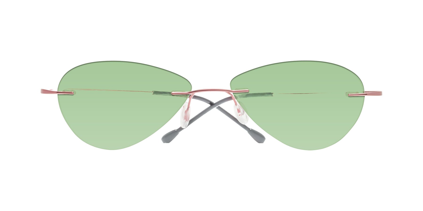 Folded Front of Thea in Light Pink with Medium Green Tinted Lenses