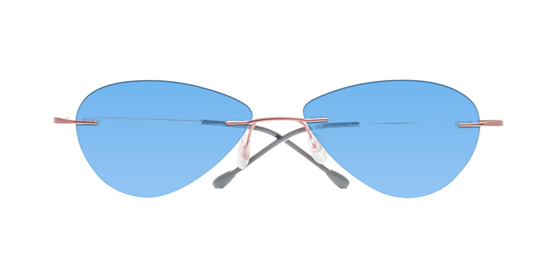 Folded Front of Thea in Light Pink with Medium Blue Tinted Lenses