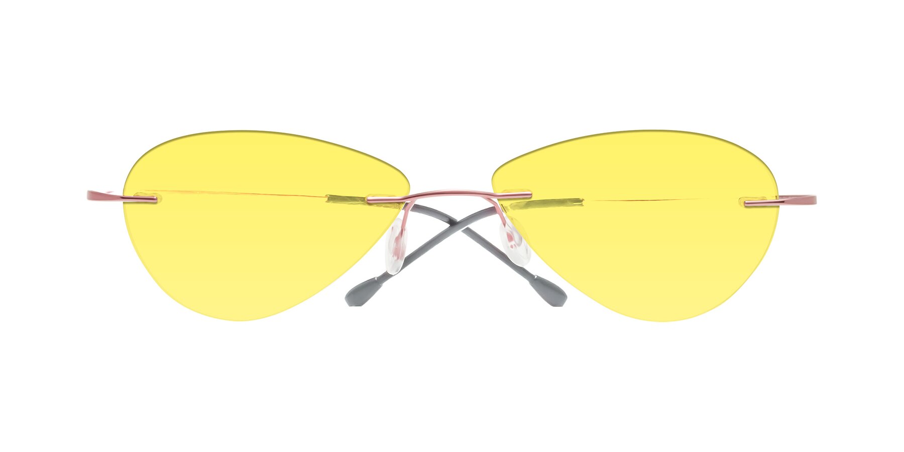 Folded Front of Thea in Light Pink with Medium Yellow Tinted Lenses