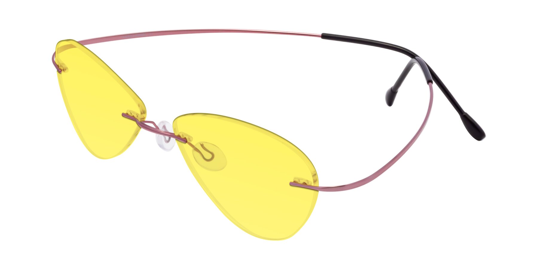 Angle of Thea in Light Pink with Medium Yellow Tinted Lenses