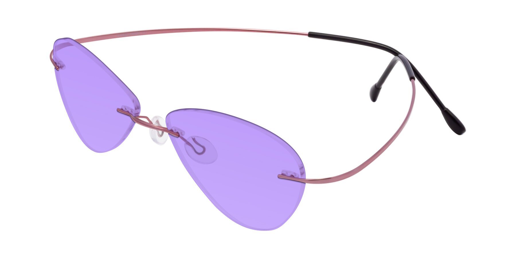 Angle of Thea in Light Pink with Medium Purple Tinted Lenses