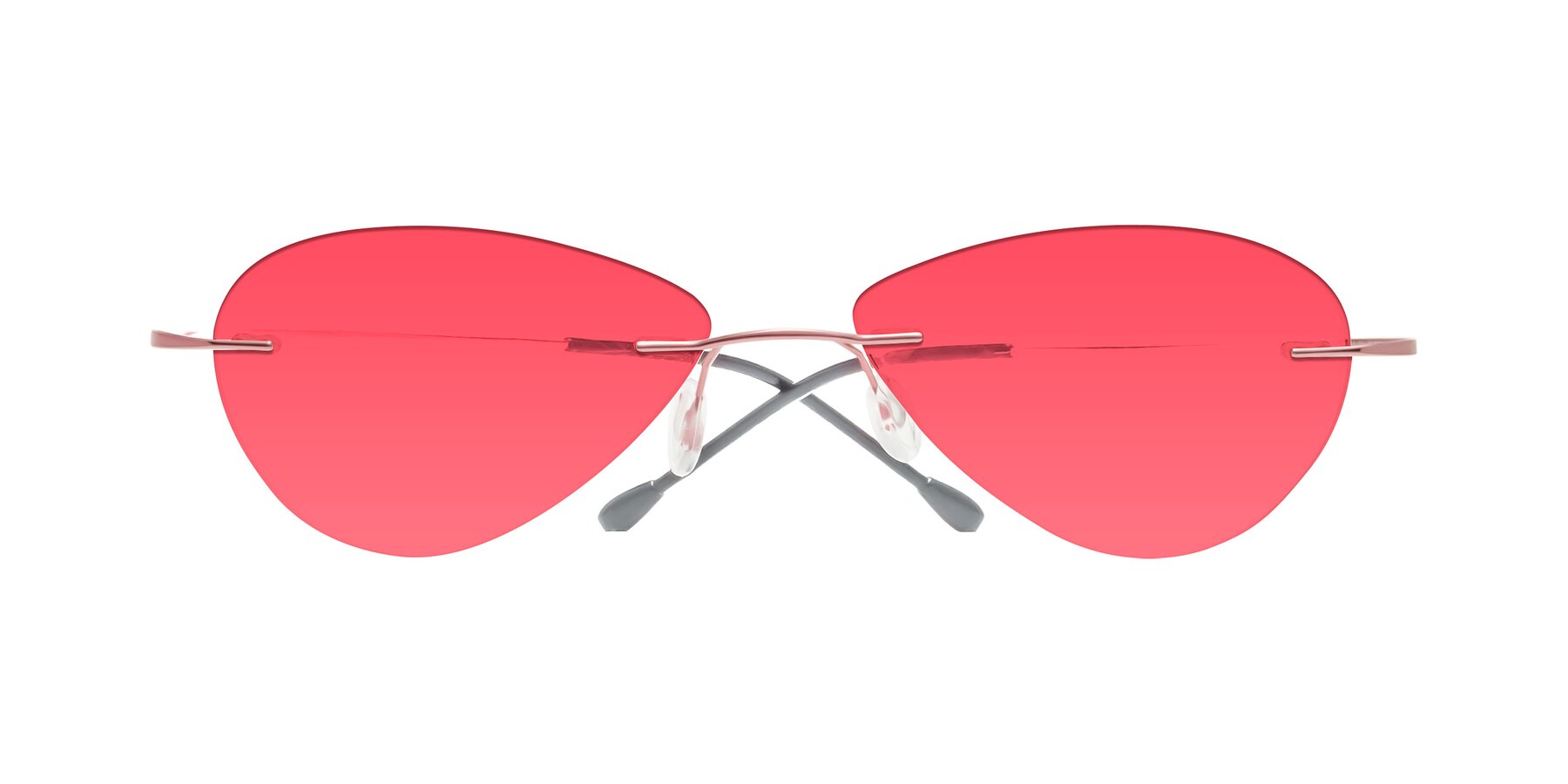 Folded Front of Thea in Light Pink with Red Tinted Lenses