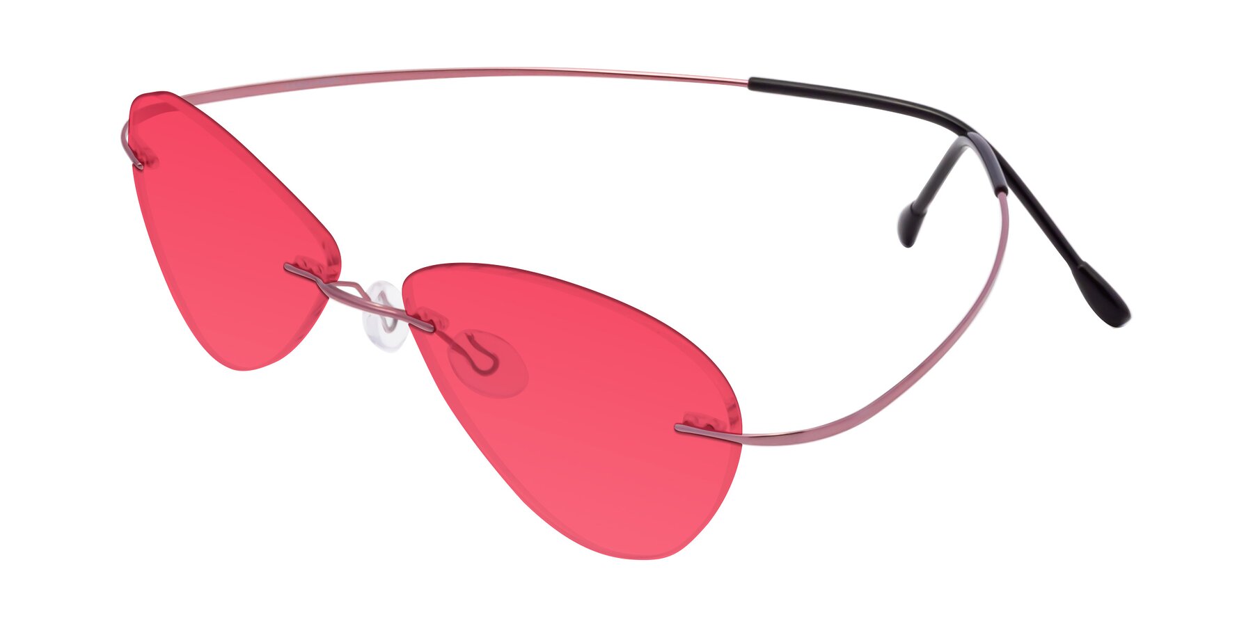 Angle of Thea in Light Pink with Red Tinted Lenses