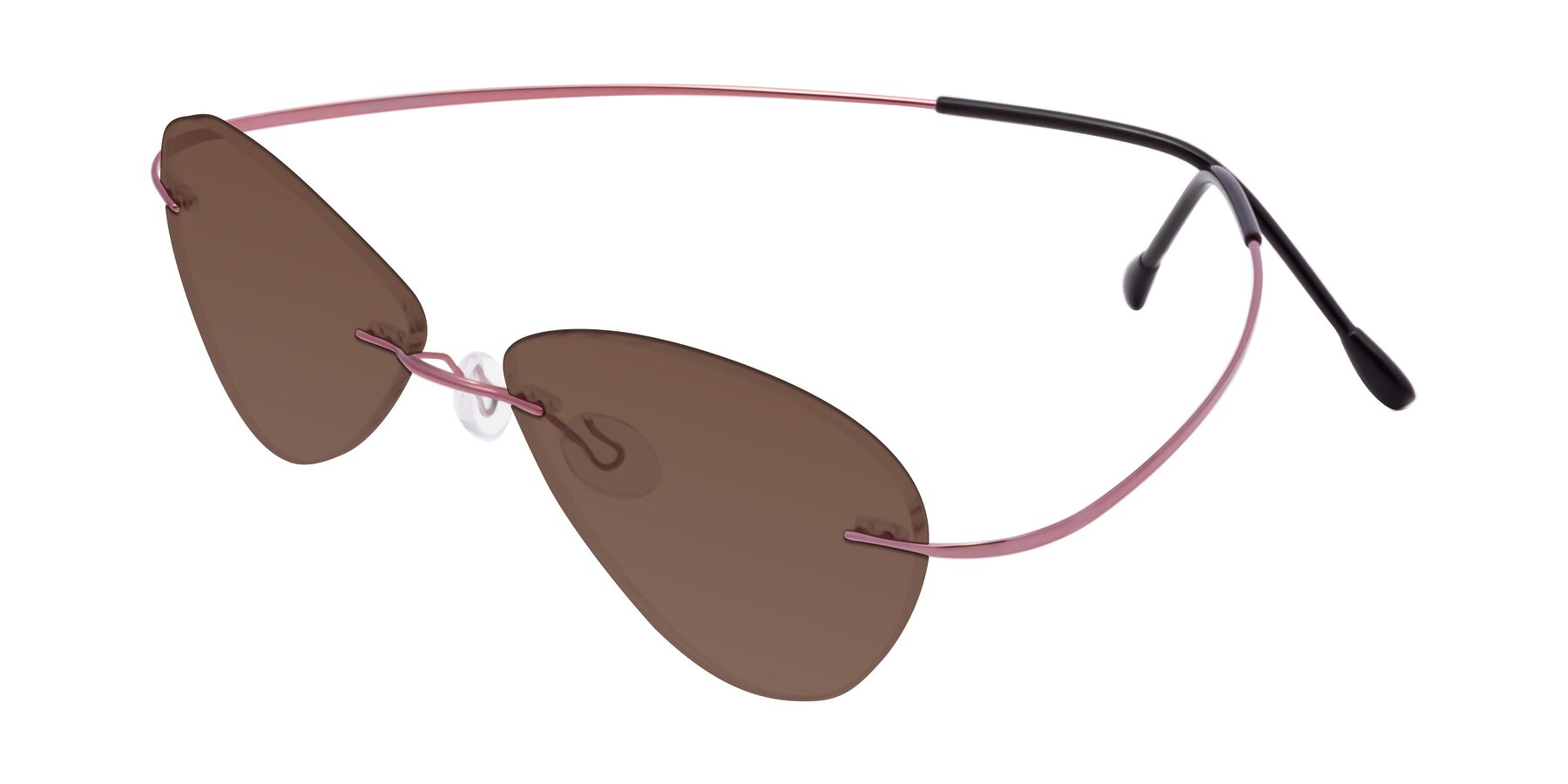 Angle of Thea in Light Pink with Brown Tinted Lenses