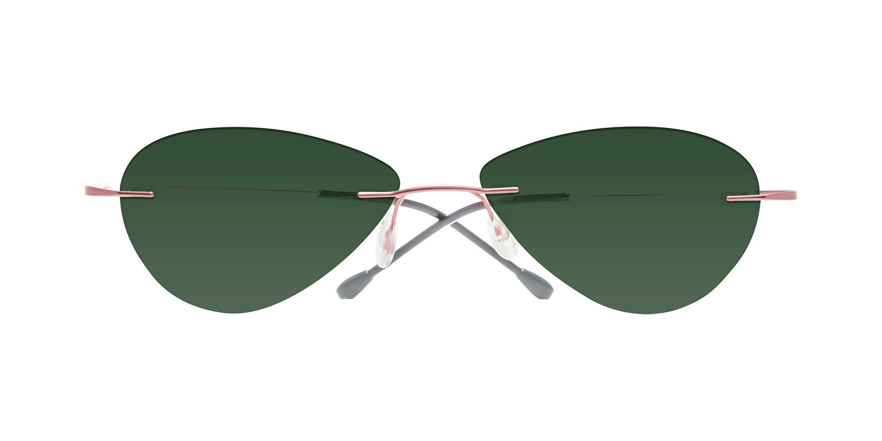 Folded Front of Thea in Light Pink with Green Tinted Lenses