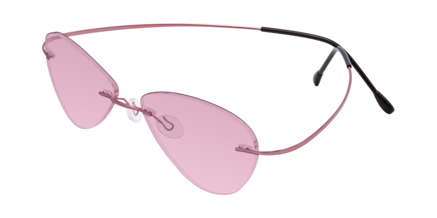 Angle of Thea in Light Pink with Light Wine Tinted Lenses